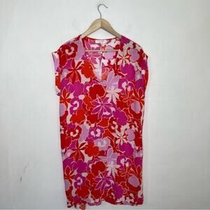 Seafolly Sundancer Pink Print Floral Coverup Beach Dress Size Small